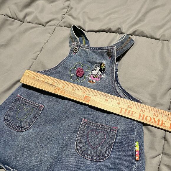Vintage Mickey & Co Minnie Mouse Denim Jean Jumper Dress Overalls Size 18-24M - Picture 9 of 9